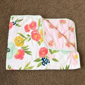 Cloud Island Reversible Floral Pink and White Blanket